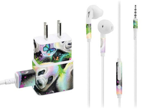 Rainbow Pandas with Butterflies by Sheena Pike Phone Charger Skin